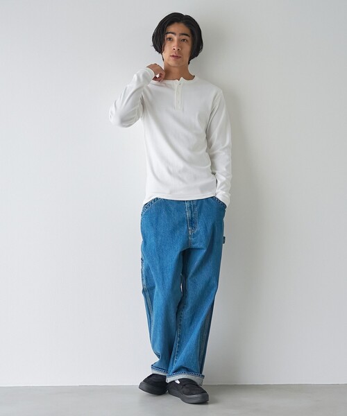 coen(コーエン)の「【WEB限定】スパンリブヘンリーベーシックTシャツ(Tシャツ/カットソー・メンズ・グレー系/ブラック/ホワイト・M/L)」の16枚目の写真