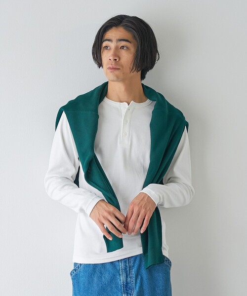 coen(コーエン)の「【WEB限定】スパンリブヘンリーベーシックTシャツ(Tシャツ/カットソー・メンズ・グレー系/ブラック/ホワイト・M/L)」の19枚目の写真