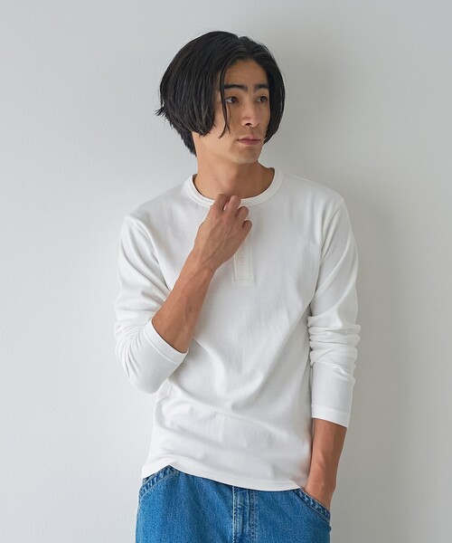 coen(コーエン)の「【WEB限定】スパンリブヘンリーベーシックTシャツ(Tシャツ/カットソー・メンズ・グレー系/ブラック/ホワイト・M/L)」の20枚目の写真