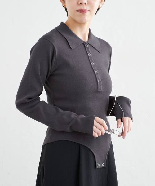 IENA(イエナ)の「《一部店舗限定》ニットボディスーツ(ニット/セーター・レディース・チャコールグレー/ブラウン・FREE)」の1枚目の写真