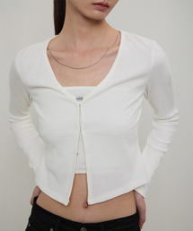 SISTER Ribbed Top and Cardigan Ivory