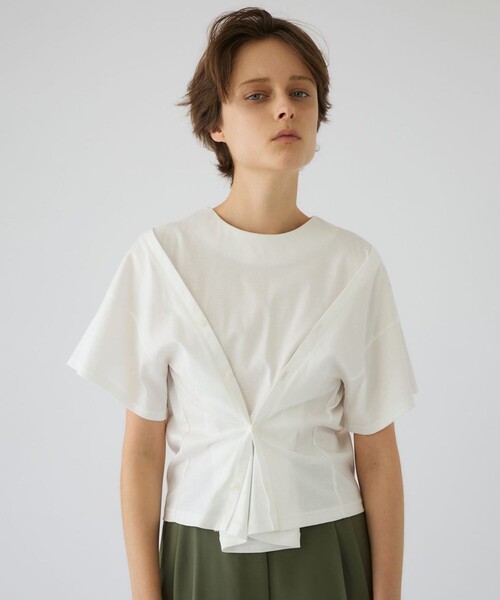 RIM.ARK(リムアーク)の「Refined 2way cut tops(Tシャツ/カットソー・レディース・ホワイト/ブラック・FREE)」の2枚目の写真