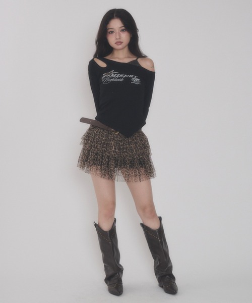 dispark(ディスパーク)の「DISPARK/【26年秋冬新作】ショルダーヘムロゴトップ(Tシャツ/カットソー・レディース・ブラウン/ブラック・FREE)」の4枚目の写真