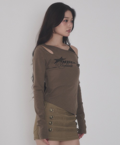 dispark(ディスパーク)の「DISPARK/【26年秋冬新作】ショルダーヘムロゴトップ(Tシャツ/カットソー・レディース・ブラウン/ブラック・FREE)」の10枚目の写真