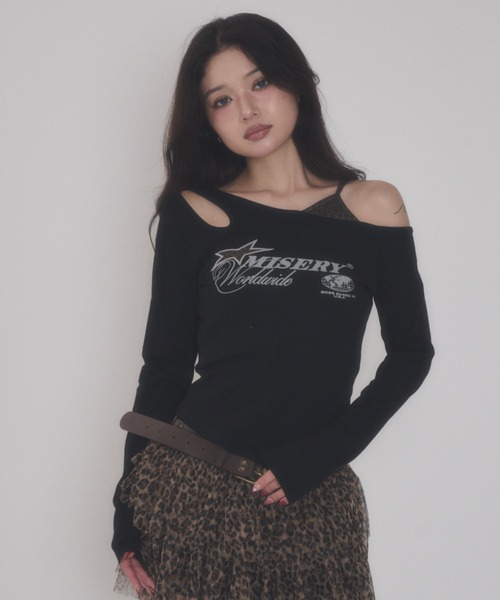 dispark(ディスパーク)の「DISPARK/【26年秋冬新作】ショルダーヘムロゴトップ(Tシャツ/カットソー・レディース・ブラウン/ブラック・FREE)」の12枚目の写真