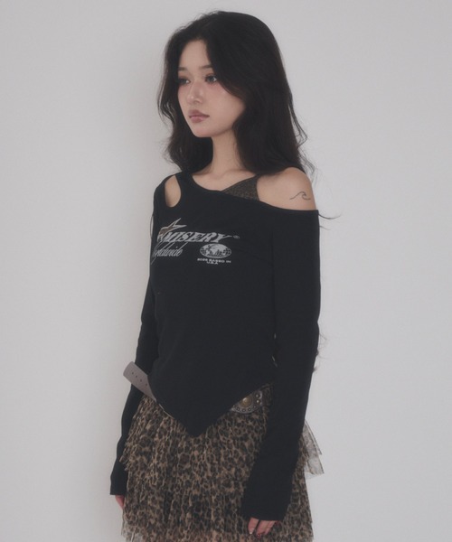 dispark(ディスパーク)の「DISPARK/【26年秋冬新作】ショルダーヘムロゴトップ(Tシャツ/カットソー・レディース・ブラウン/ブラック・FREE)」の13枚目の写真
