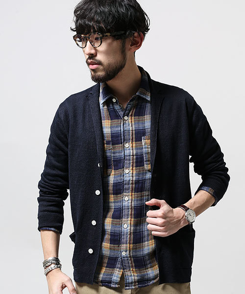 NANO universe(ナノユニバース)の「フレンチリネンラペルカーデ L/S(カーディガン/ボレロ・メンズ・インディゴブルー/ネイビー/ブラック/グレー・LARGE/SMALL/X-LARGE/MEDIUM)」の4枚目の写真