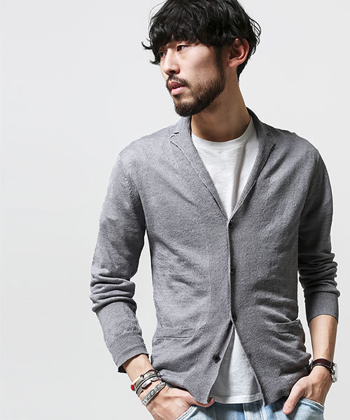 NANO universe(ナノユニバース)の「フレンチリネンラペルカーデ L/S(カーディガン/ボレロ・メンズ・インディゴブルー/ネイビー/ブラック/グレー・LARGE/SMALL/X-LARGE/MEDIUM)」の3枚目の写真