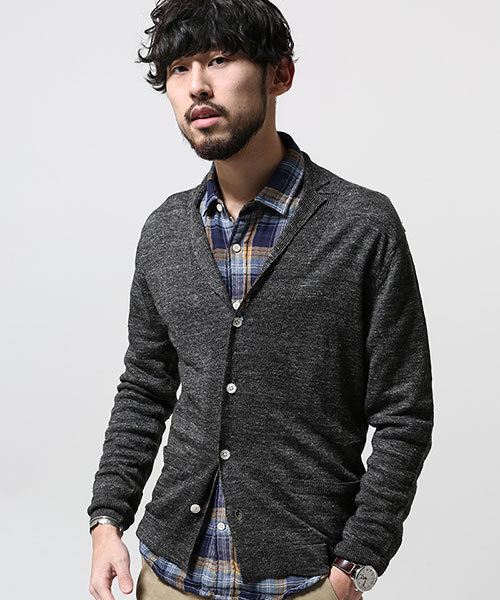 NANO universe(ナノユニバース)の「フレンチリネンラペルカーデ L/S(カーディガン/ボレロ・メンズ・インディゴブルー/ネイビー/ブラック/グレー・LARGE/SMALL/X-LARGE/MEDIUM)」の2枚目の写真