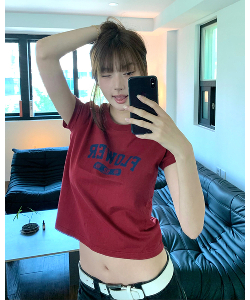 HAVISM(ヘビズム)の「FLOWER S/S TEE(WINE)(Tシャツ/カットソー・レディース・その他・LARGE)」の1枚目の写真