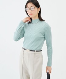 《手洗い可能》ワイドリブハイネックプルオーバー