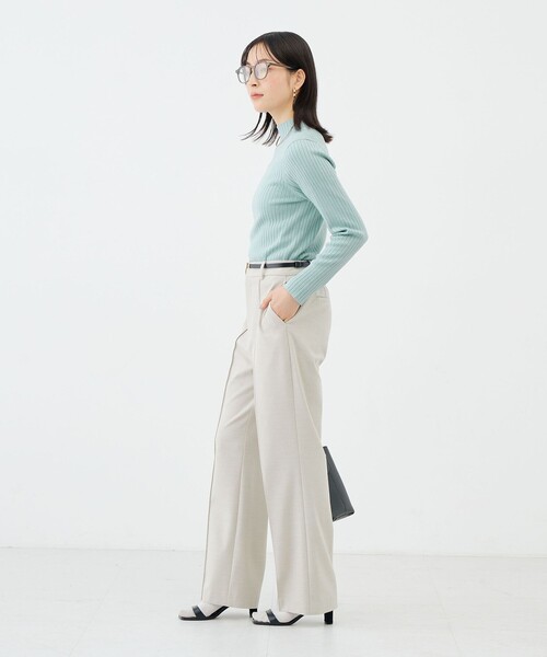 NOLLEY’S Sophi（ノーリーズソフィ）の「《手洗い可能》ワイドリブハイネックプルオーバー（ニット/セーター・レディース・ミント/ブラック/オフホワイト・38）」の5枚目の写真