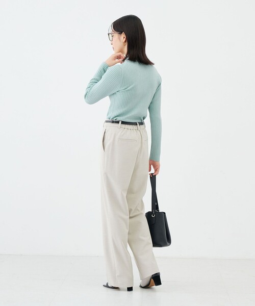 NOLLEY’S Sophi（ノーリーズソフィ）の「《手洗い可能》ワイドリブハイネックプルオーバー（ニット/セーター・レディース・ミント/ブラック/オフホワイト・38）」の6枚目の写真