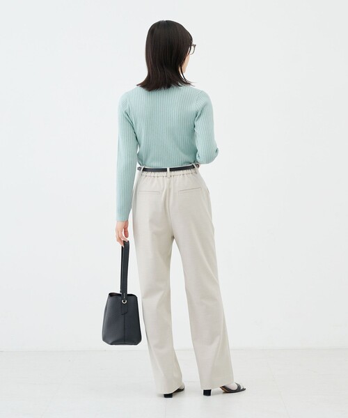 NOLLEY’S Sophi（ノーリーズソフィ）の「《手洗い可能》ワイドリブハイネックプルオーバー（ニット/セーター・レディース・ミント/ブラック/オフホワイト・38）」の7枚目の写真