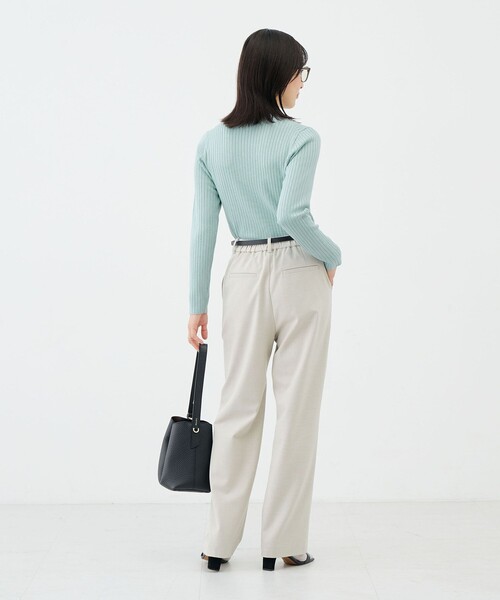 NOLLEY’S Sophi（ノーリーズソフィ）の「《手洗い可能》ワイドリブハイネックプルオーバー（ニット/セーター・レディース・ミント/ブラック/オフホワイト・38）」の8枚目の写真