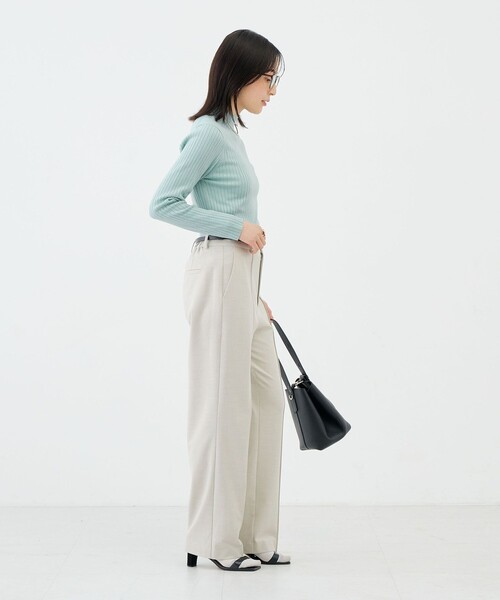 NOLLEY’S Sophi（ノーリーズソフィ）の「《手洗い可能》ワイドリブハイネックプルオーバー（ニット/セーター・レディース・ミント/ブラック/オフホワイト・38）」の9枚目の写真
