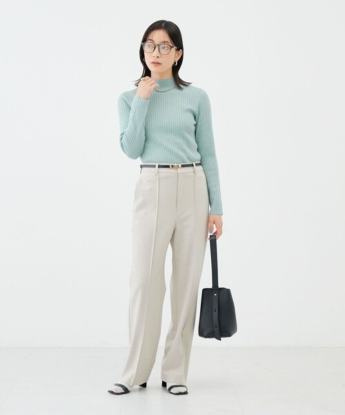 NOLLEY’S Sophi（ノーリーズソフィ）の「《手洗い可能》ワイドリブハイネックプルオーバー（ニット/セーター・レディース・ミント/ブラック/オフホワイト・38）」の10枚目の写真