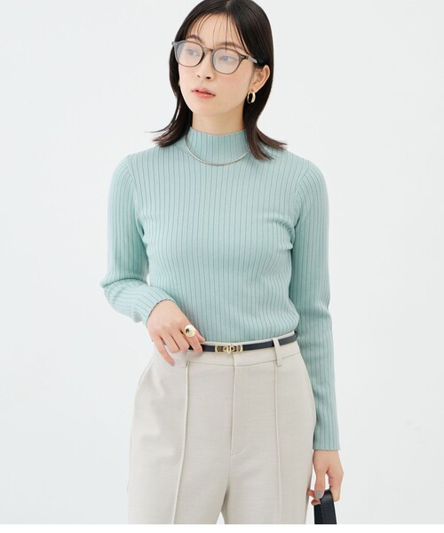 NOLLEY’S Sophi（ノーリーズソフィ）の「《手洗い可能》ワイドリブハイネックプルオーバー（ニット/セーター・レディース・ミント/ブラック/オフホワイト・38）」の11枚目の写真