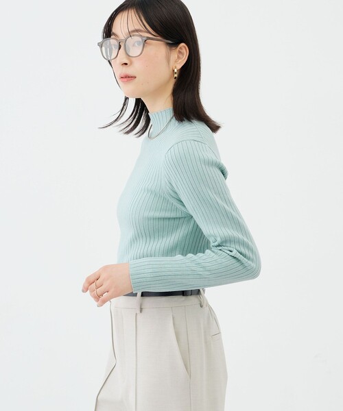 NOLLEY’S Sophi（ノーリーズソフィ）の「《手洗い可能》ワイドリブハイネックプルオーバー（ニット/セーター・レディース・ミント/ブラック/オフホワイト・38）」の12枚目の写真