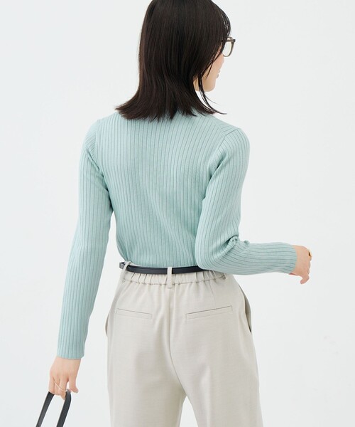 NOLLEY’S Sophi（ノーリーズソフィ）の「《手洗い可能》ワイドリブハイネックプルオーバー（ニット/セーター・レディース・ミント/ブラック/オフホワイト・38）」の13枚目の写真
