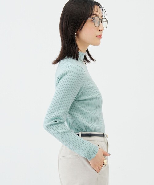 NOLLEY’S Sophi（ノーリーズソフィ）の「《手洗い可能》ワイドリブハイネックプルオーバー（ニット/セーター・レディース・ミント/ブラック/オフホワイト・38）」の14枚目の写真
