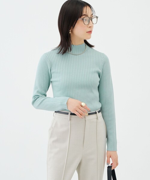 NOLLEY’S Sophi（ノーリーズソフィ）の「《手洗い可能》ワイドリブハイネックプルオーバー（ニット/セーター・レディース・ミント/ブラック/オフホワイト・38）」の15枚目の写真