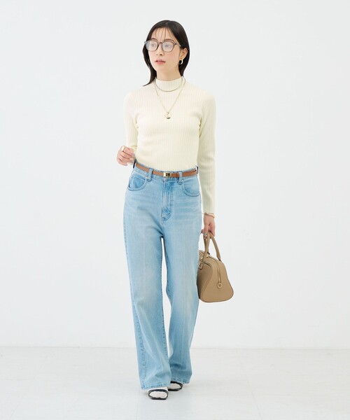 NOLLEY’S Sophi（ノーリーズソフィ）の「《手洗い可能》ワイドリブハイネックプルオーバー（ニット/セーター・レディース・ミント/ブラック/オフホワイト・38）」の16枚目の写真