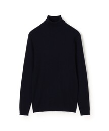 カシミヤ 16G リブ タートルネックニット