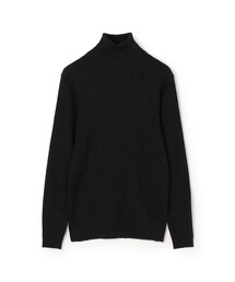 カシミヤ 16G リブ タートルネックニット