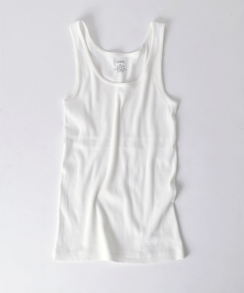 SHIPS for women（シップスフォーウィメン）の「ペルビアンコットン丸胴タンクトップ◇（タンクトップ・レディース・ライトホワイト/ブラック/グレー/オリーブ・38/36）」の2枚目の写真