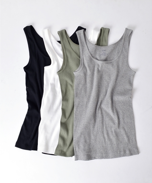 SHIPS for women（シップスフォーウィメン）の「ペルビアンコットン丸胴タンクトップ◇（タンクトップ・レディース・ライトホワイト/ブラック/グレー/オリーブ・38/36）」の8枚目の写真