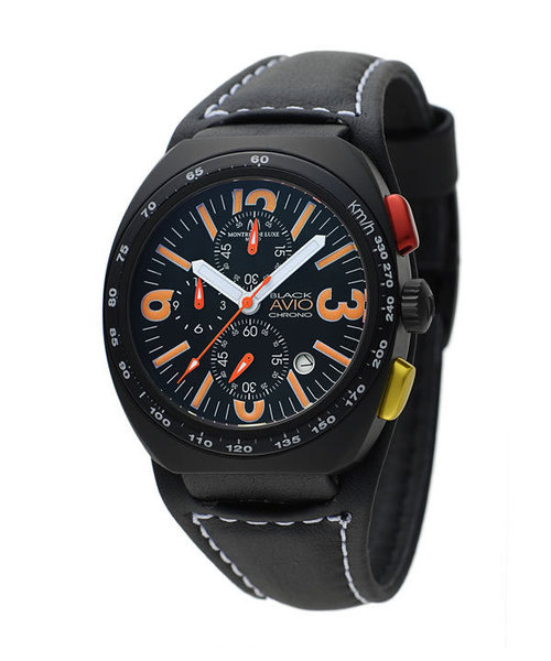 BEAMS（ビームス）の「MONTRES DE LUXE / “BLACK AVIO”-CHRONOGRAPH-（アナログ腕時計・メンズ・ホワイト/グリーン/オレンジ/その他・FREE）」の4枚目の写真