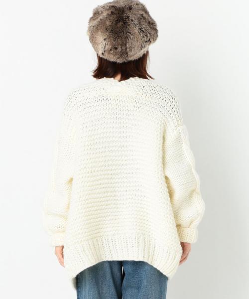 Another Edition（アナザーエディション）の「ローゲージワイドカーディガン/AEMFC　ﾛｰｹﾞｰｼﾞ WIDE CGN（カーディガン/ボレロ・レディース・ホワイト/ライトピンク・FREE）」の3枚目の写真