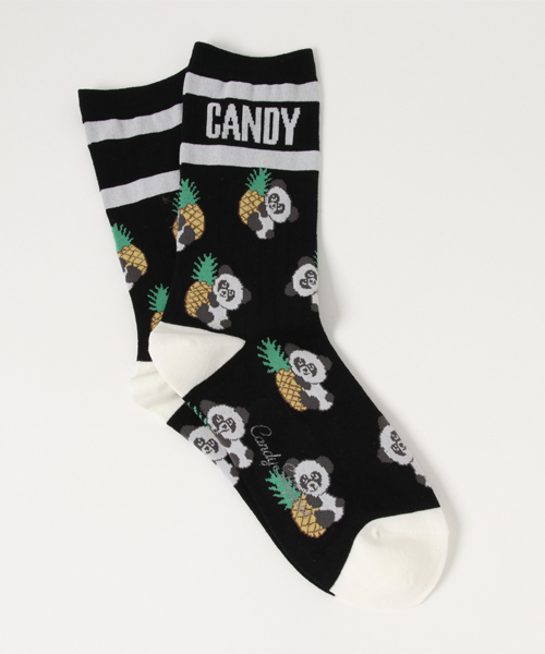 Candy Stripper（キャンディストリッパー）の「ALOHA PEPE RIB SOCKS（ソックス/靴下・レディース・オフホワイト/ブラック/ピンク・FREE）」の2枚目の写真