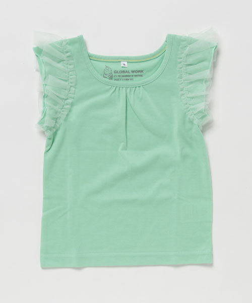 GLOBAL WORK(グローバルワーク)の「【キッズ】チュールソデTシャツ半袖/756647(Tシャツ/カットソー・キッズ・その他1/ネイビー/ホワイト/ライトグリーン・SMALL/LARGE/XX-LARGE/X-LARGE/MEDIUM)」の3枚目の写真