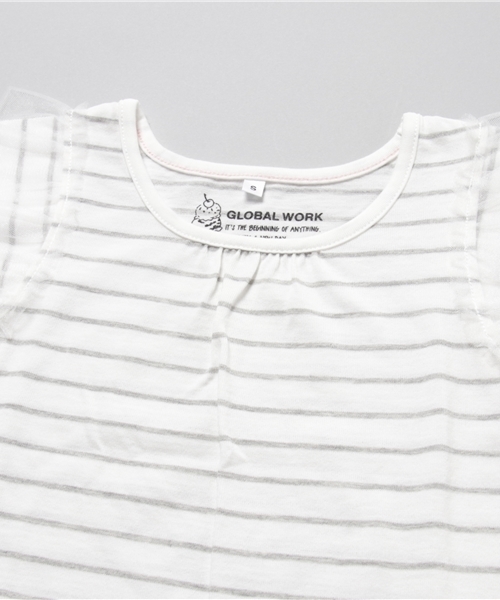 GLOBAL WORK(グローバルワーク)の「【キッズ】チュールソデTシャツ半袖/756647(Tシャツ/カットソー・キッズ・その他1/ネイビー/ホワイト/ライトグリーン・SMALL/LARGE/XX-LARGE/X-LARGE/MEDIUM)」の6枚目の写真