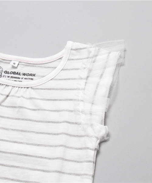 GLOBAL WORK(グローバルワーク)の「【キッズ】チュールソデTシャツ半袖/756647(Tシャツ/カットソー・キッズ・その他1/ネイビー/ホワイト/ライトグリーン・SMALL/LARGE/XX-LARGE/X-LARGE/MEDIUM)」の7枚目の写真