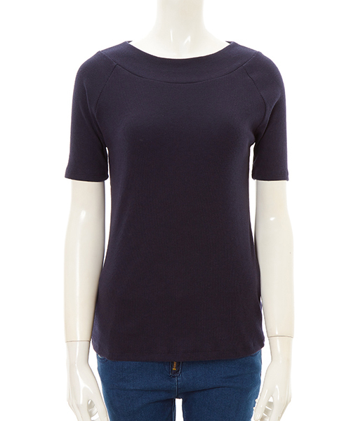 Color(カラー)の「テレコカットソー(Tシャツ/カットソー・レディース・ホワイト/ネイビー/ベビーピンク/サックスブルー・MEDIUM)」の3枚目の写真