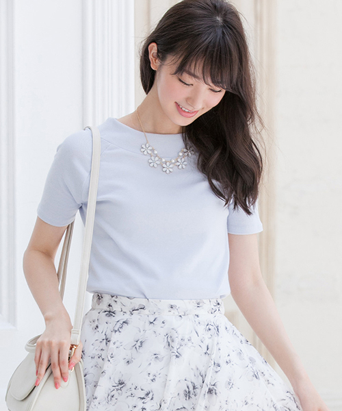 Color(カラー)の「テレコカットソー(Tシャツ/カットソー・レディース・ホワイト/ネイビー/ベビーピンク/サックスブルー・MEDIUM)」の4枚目の写真