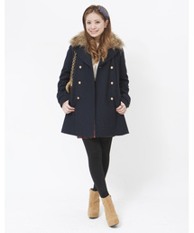 mystic | メルトンPコート(ラクーンファーツキ)(ピーコート)