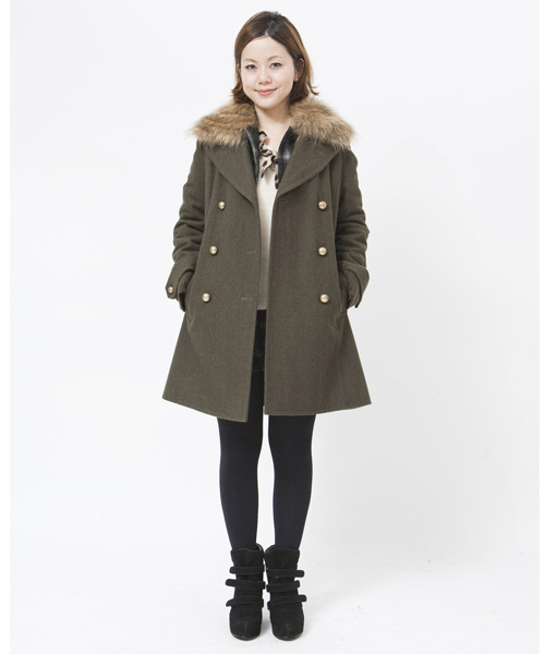 mystic(ミスティック)の「メルトンPコート(ラクーンファーツキ)(ピーコート・レディース・キャメル/オリーブ/ネイビー・フリ-)」の6枚目の写真