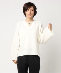 LOWRYS FARM | ７Ｇレースアッププルオーバー　783995(ニット/セーター)