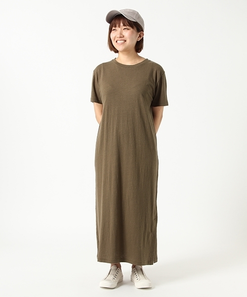 studio CLIP(スタディオクリップ)の「【WEB限定販売/PMサイズ】フレンチリネンカットマキシワンピース(ワンピース・レディース・スモーク/カーキ/ネイビー/グリーン・LARGE/MEDIUM/SMALL)」の1枚目の写真