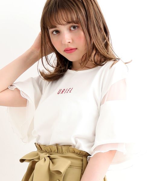 MAJESTIC LEGON（マジェスティックレゴン）の「チュール使いロゴT（Tシャツ/カットソー・レディース・ブラック/オフホワイト/ブルー・MEDIUM）」の10枚目の写真