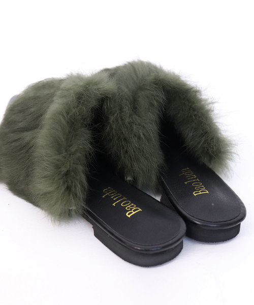 florist（フローリスト）の「リアルファーバブーシュタイプサンダル（サンダル・レディース・グリーン/ブラック/グレー・22.5/24.5/23.5）」の6枚目の写真