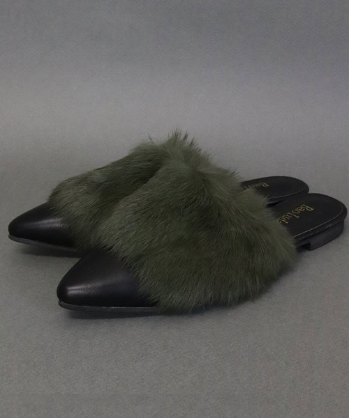 florist（フローリスト）の「リアルファーバブーシュタイプサンダル（サンダル・レディース・グリーン/ブラック/グレー・22.5/24.5/23.5）」の10枚目の写真