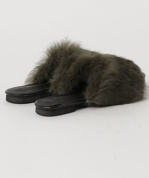 florist（フローリスト）の「リアルファーバブーシュタイプサンダル（サンダル・レディース・グリーン/ブラック/グレー・22.5/24.5/23.5）」の4枚目の写真