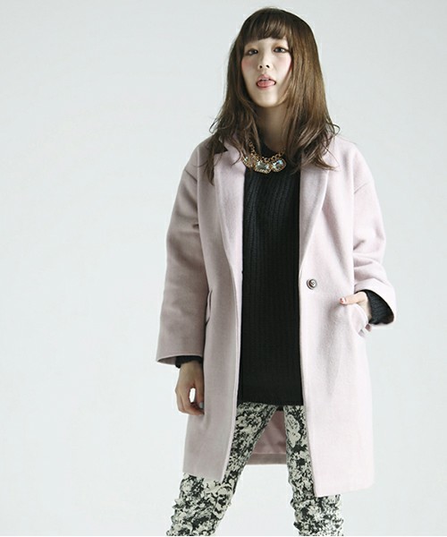 WEGO（ウィゴー）の「WEGO/チェスターコート（ステンカラーコート・レディース・アイボリー/ブラック/ネイビー/ライトピンク/サックスブルー・FREE）」の5枚目の写真