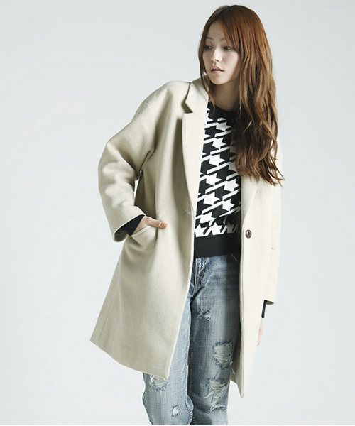 WEGO（ウィゴー）の「WEGO/チェスターコート（ステンカラーコート・レディース・アイボリー/ブラック/ネイビー/ライトピンク/サックスブルー・FREE）」の22枚目の写真