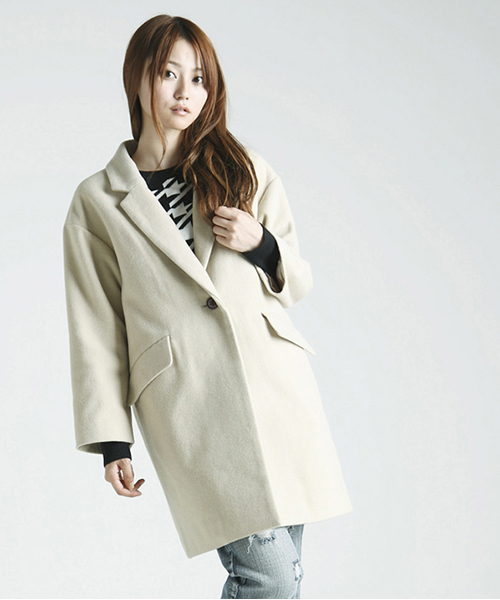 WEGO（ウィゴー）の「WEGO/チェスターコート（ステンカラーコート・レディース・アイボリー/ブラック/ネイビー/ライトピンク/サックスブルー・FREE）」の10枚目の写真